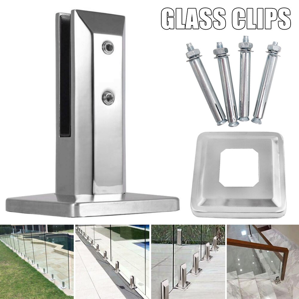 Heavy duty rustfrit stål glas pool hegn klip gulv glas stativ faste beslag klemme bjstore