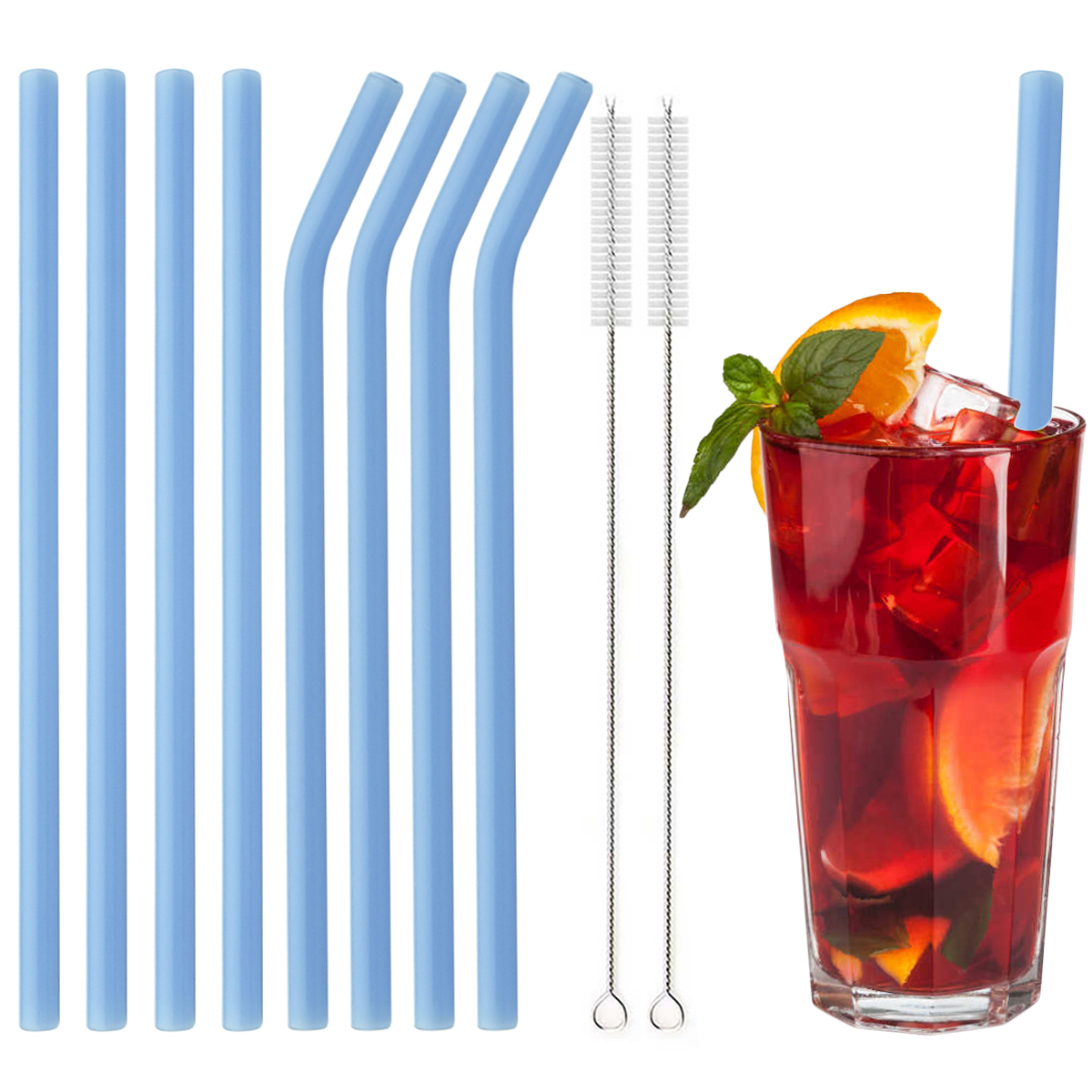 Glass Reusable Drinking Straw High Borosilicate Glass Straw Eco Friendly Smoothie Straw for Cocktails Bar Accessories with Brush