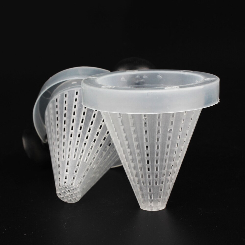2pcs Aquarium Fish Feeder Red Worm Bug Feeding Cup Fish Tank Bloodworm Nematode Feeding Cup Plastic Funnel Feeder With Suckers