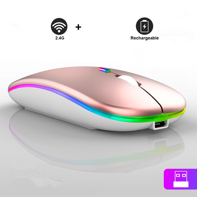 Bluetooth Wireless With USB Rechargeable RGB Mouse BT5.2 For Laptop Computer PC Macbook Gaming Mouse 2.4GHz 1600DPI: Orange