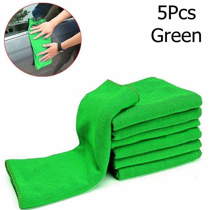 5-10 Stuks Van Schoon En Stof-Verwijderen Microfiber Auto Wassen Handdoeken Absorberende Anti-Statische Handdoeken: green / 5 Pcs