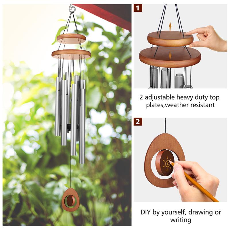 HOMEMAXS 8 Tubes Wind Chimes Chapel Musical Windchimes Door Wall Window Hanging Home Decor Balcony Ornaments Garden Wind Chimes
