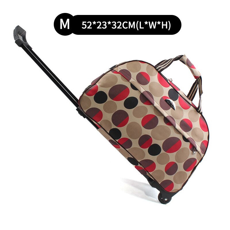 Portable Trolley Bag Rolling Suitcase Travel Luggage Storage Carry On Case Women Men Waterproof Business Boarding Bag On Wheels: Red Circle M