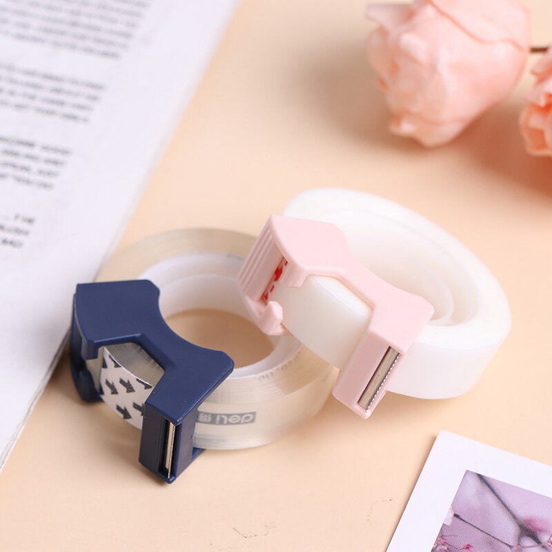 Random Clear Adhesive Tape with Tape Cutting Tool Writable Invisible Correction Tape School Stationery Protable Tape Dispenser