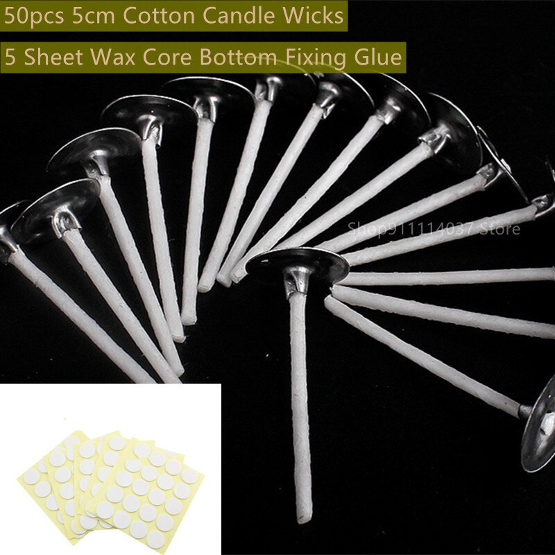 6pcs Candle Jars With Lid Bulk Round Candle Container Tins Candle Making Tools Wood Cotton Wicks DIY Candle Coffee Beans Storage: 50Set Cotton Wicks