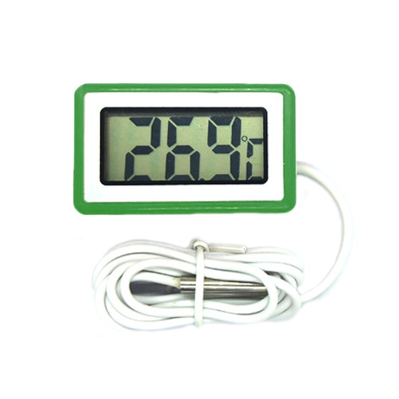 LCD Digital Aquarium Thermometer Temperature Gauge Monitor with Probe Thermometer for aquatic animals Waterproof probe: green
