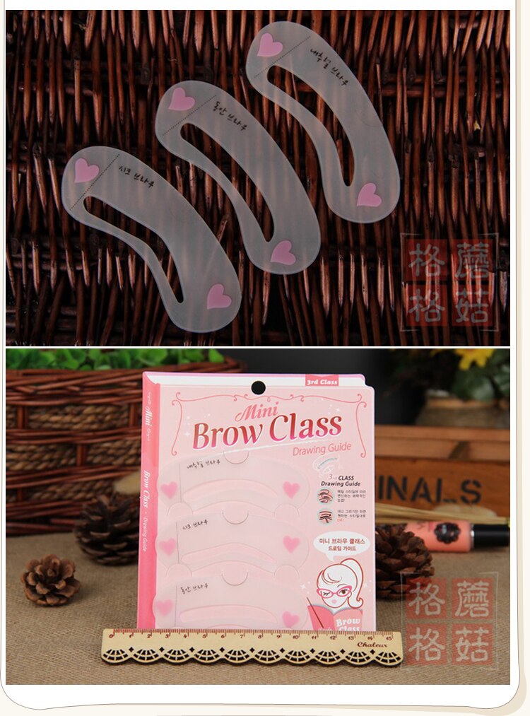 3Pcs 3 Stijlen Wenkbrauw Stencil Herbruikbare Mal Voor Wenkbrauwen Enhancer Tekening Gids Kaart Wenkbrauw Sjabloon Diy Make Up Gereedschap