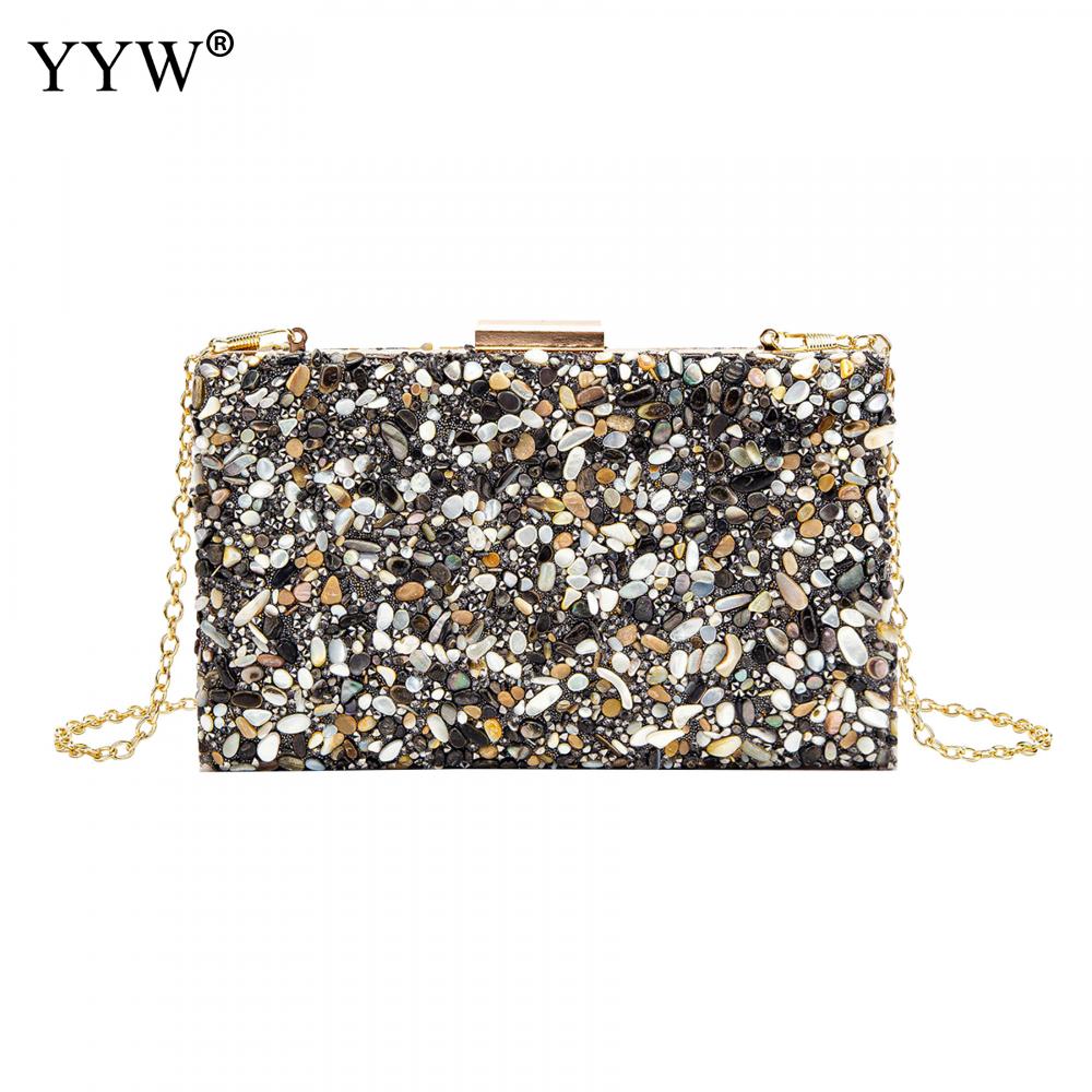 Avondtassen 2022 Multicolor Stenen Clutch Bags Vrouwen Party Purse Avondtassen Koppelingen Party Diner Strass Handtassen Crystal: black