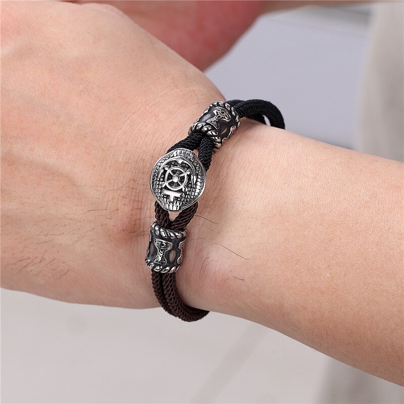 Mkendn seemannsanker-ruderseilarmband für damen und herren, edelstahl-magnetverschluss, marine-stil, hoffnungsschmuck, überlebensschmuck, pulseras