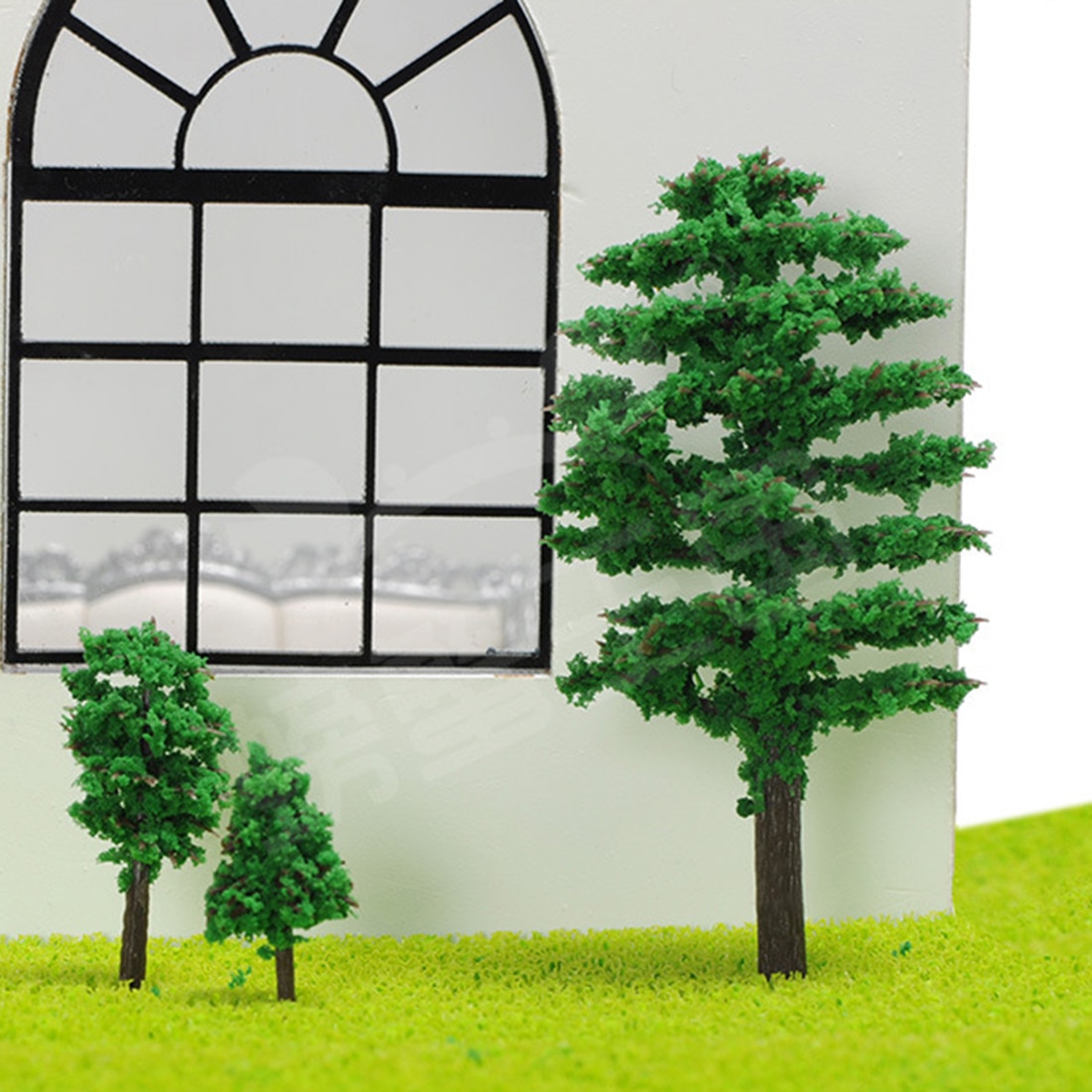 4/5/6/7/9/11/15 Cm Sandboxie Model Trees Micro Landscape Decoration For Roadsides - Green