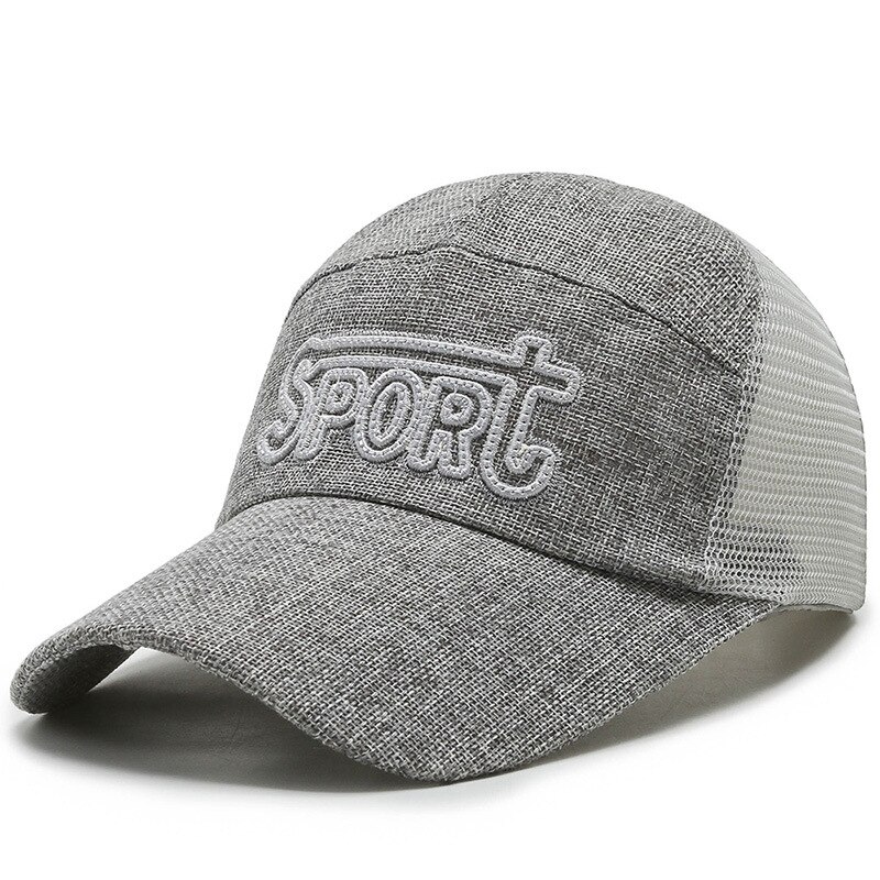 Streetwear netting solhatt fiskenett baseball bokstav caps topp hodeplagg sport unisex caps justerbar pustende basketball hattemaker: Mørk grå