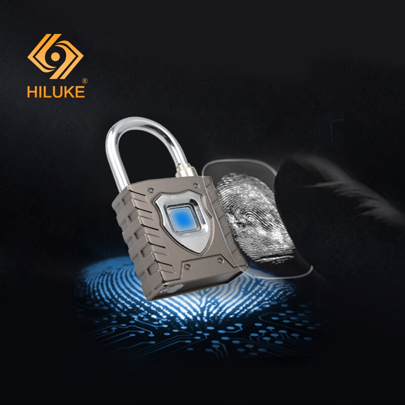 HILUKE security keyless USB rechargeable bluetooth warehouse door lock fingerprint smart padlock quick unlock Zinc alloy metal s