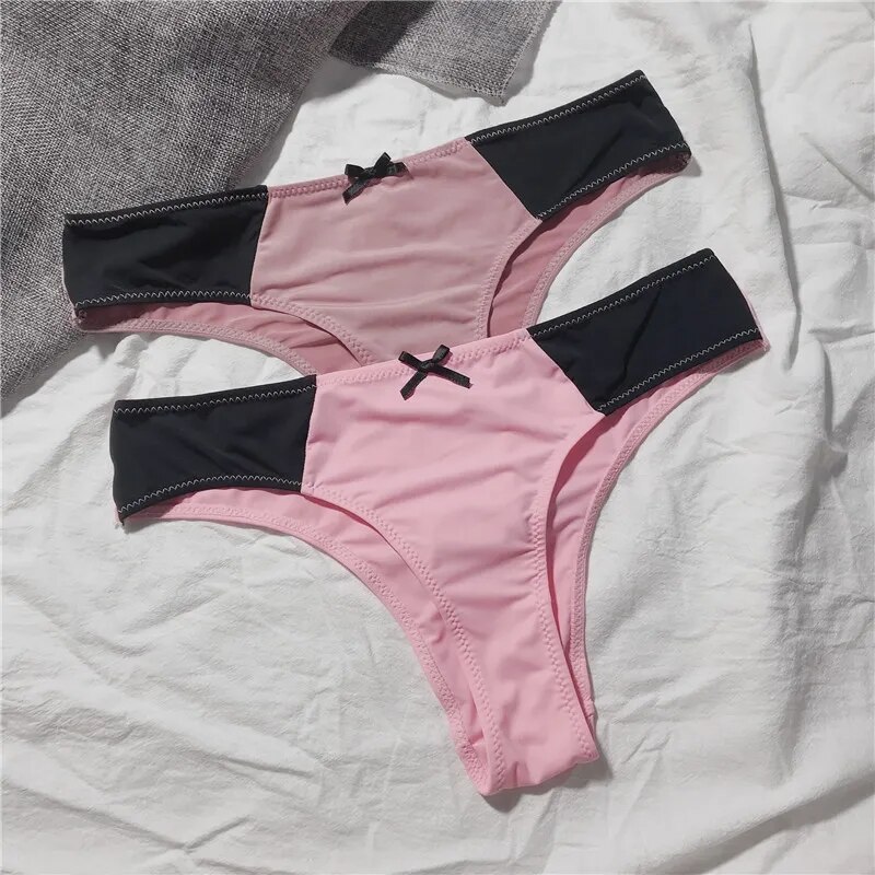 Bragas rosadas para chicas jóvenes, bragas de seda de leche para mujeres, bragas sexis de cintura baja, braguitas a juego, bragas para mujeres
