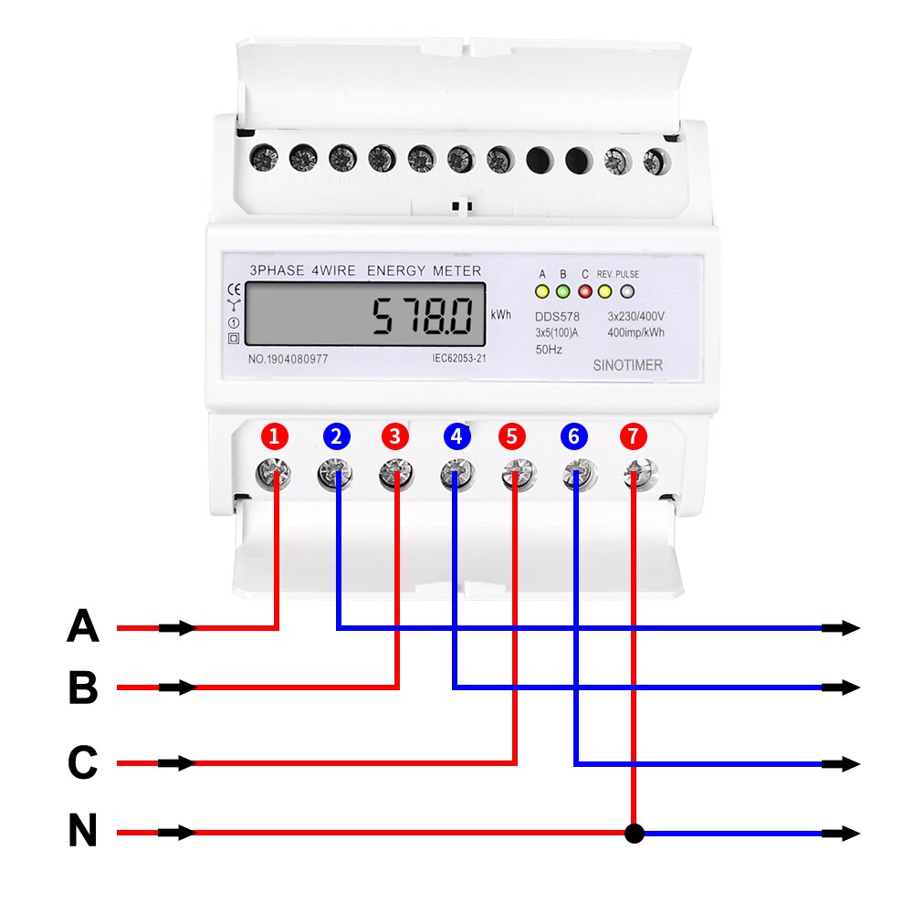 Heavy Load 100A Three Phase 380V AC Wattmeter Digital and Mechanical Analog Electricity Energy Meter 35mm DIN Rail Mounted