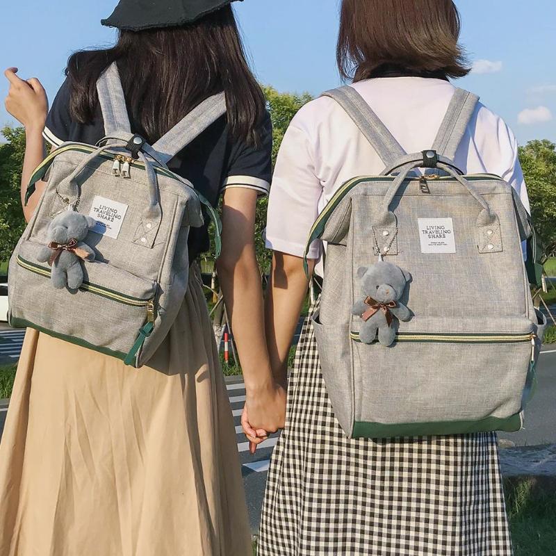 Mochila escolar feminina, 2 tamanhos, estilo coreano, de lona, para laptop, sacos de viagem