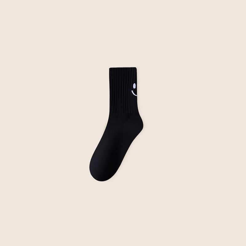 Calzini da donna calzino da donna con faccina sorridente calzini divertenti da donna Solid Dopamine calzini giapponesi/coreani coppia calzino a tubo medio calzino sportivo Casual: Black
