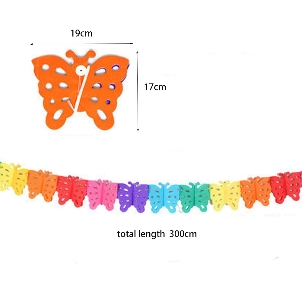 Guirlande de papier coloré en forme de cœur et de papillon pour la maternelle, bannière, drapeau, décoration murale suspendue, dessin animé, ornements pour chambre d'enfants,: 4