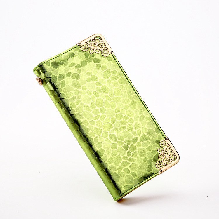 Long Wallets Ladies PU Leather Zipper Purse Card Holders Clutch bag Wallet Women Female Carteira Feminina S1262: Light Green