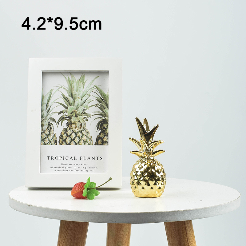 Nordic Keramische Ananas Opslagtank Wit Gouden Mooie Ananas Plating Opbergdoos Aromatherapie Kaars Opslag Container: D-Pineapple Ornament