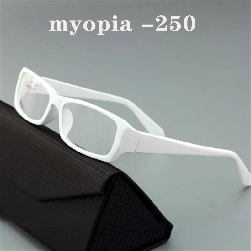 Cubojue montature per occhiali bianche uomo donna mioppia occhiali uomo Unisex piccoli occhiali stretti occhiali per moda ottica Nerd: myopia -250