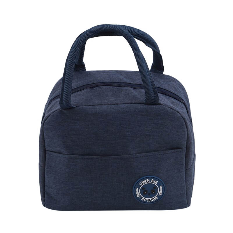 Insulated Lunch Bag Thermal Lunchbox Cooler Picnic Bags Meal Prep Polyester Kids Food Thermos Office Lunch Box: Navy blue