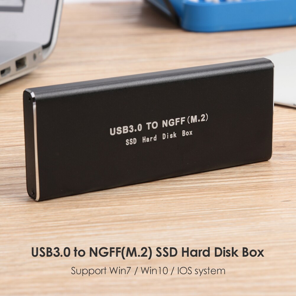 USB 3.0 M.2 NGFF Box Adapter 2230 2242 2260 2280 SSD External Enclosure Case HDD Case with USB Cable Pouch