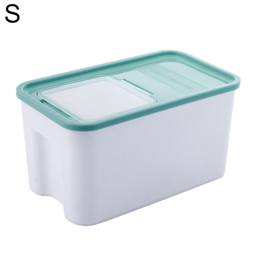 Kitchen Rice Storage Box Grain Cereal Dispenser Food Moisture Proof Container: Green S