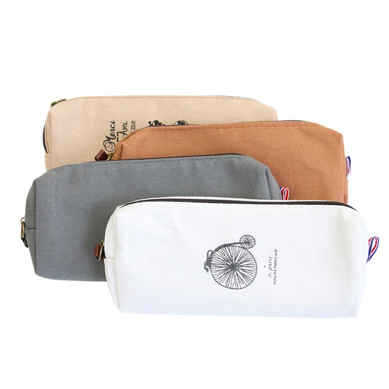 Estuche Retro de lino con torres para lápices, material de escritorio escolar, suministros de oficina, estilo de París para estudiantes, 1 unidad