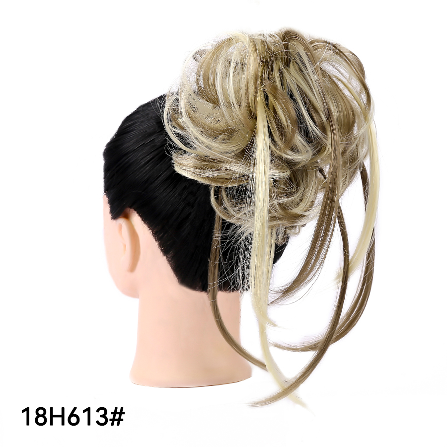 Messy Synthetic Hair Bun Scrunchy Donut Wavy Updo Elastic Scrunchie Hair Pieces Bridal Hairpiece Easy Bun Updos For Women Kids: P12/613