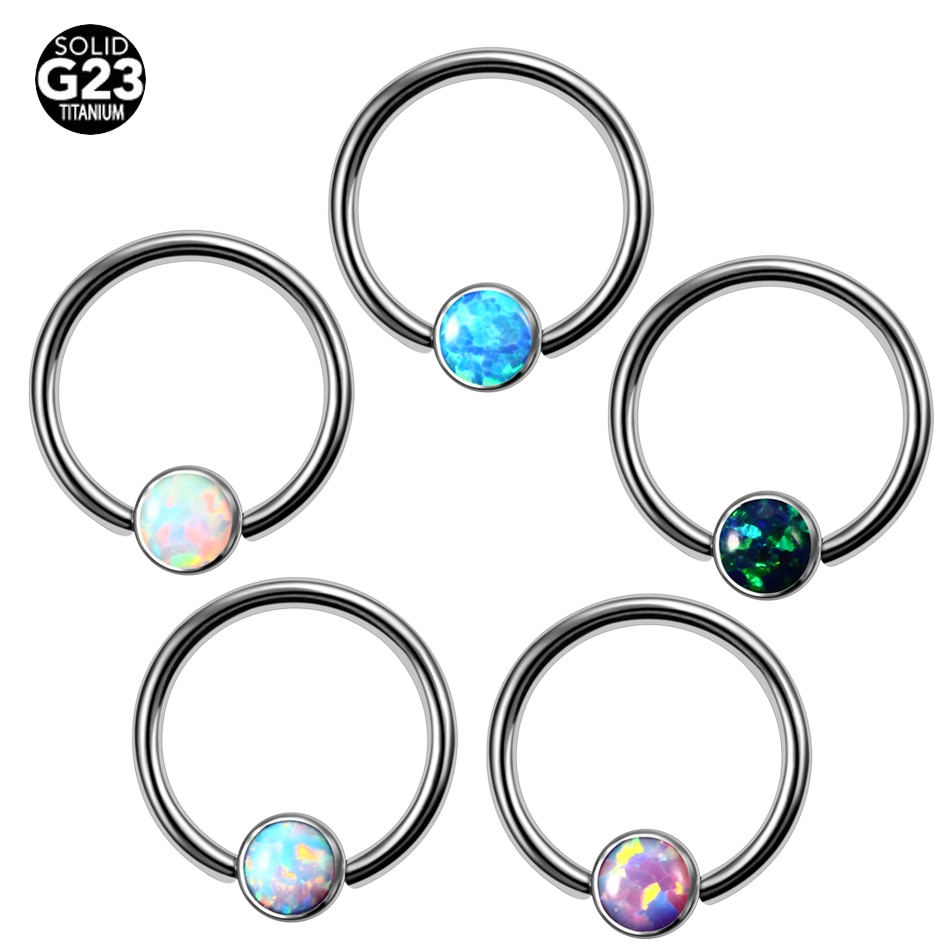 1PC G23 de piedra de ópalo Septum Piercing anillo de la nariz de CBR bola BCR CBR hélice Piercings adorno labial de cuerpo de anillos Piercings de joyería