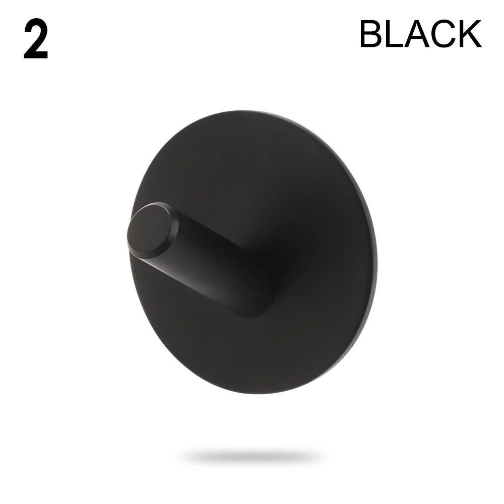 12 Styles Black Silver Hook Wall Towel Hook Stainless Steel Rustproof Strong sticky Hook Hanger for Bathroom Kitchen Hardware: black2