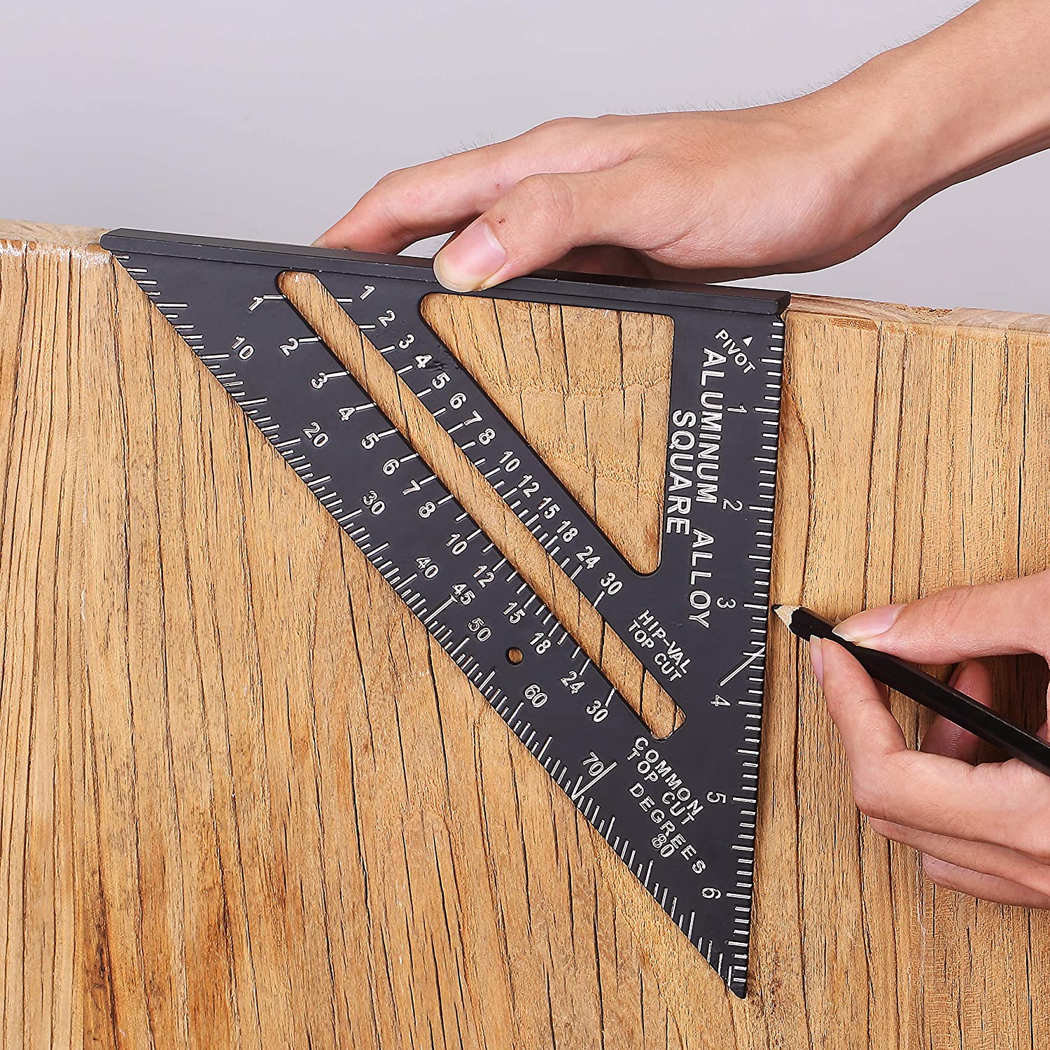 12 inch Metric Aluminum Alloy Triangle Angle Ruler Protractor Woodworking Measurement Tool 30.5 cm Quick Read Layout Gauge