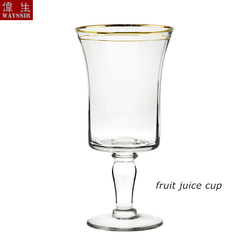 Champagne Wine Fruit Juice Crystal Glass Cup Hotel Restaurant Tableware Wedding Party Palace Gold High Stand Mug: fruit juice cup