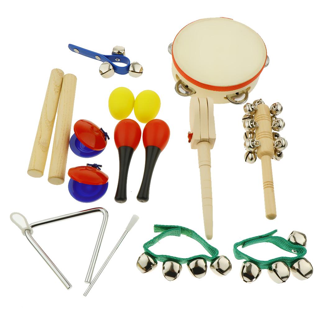 Set di strumenti musicali 10 tipi di giocattoli a percussione a tamburo