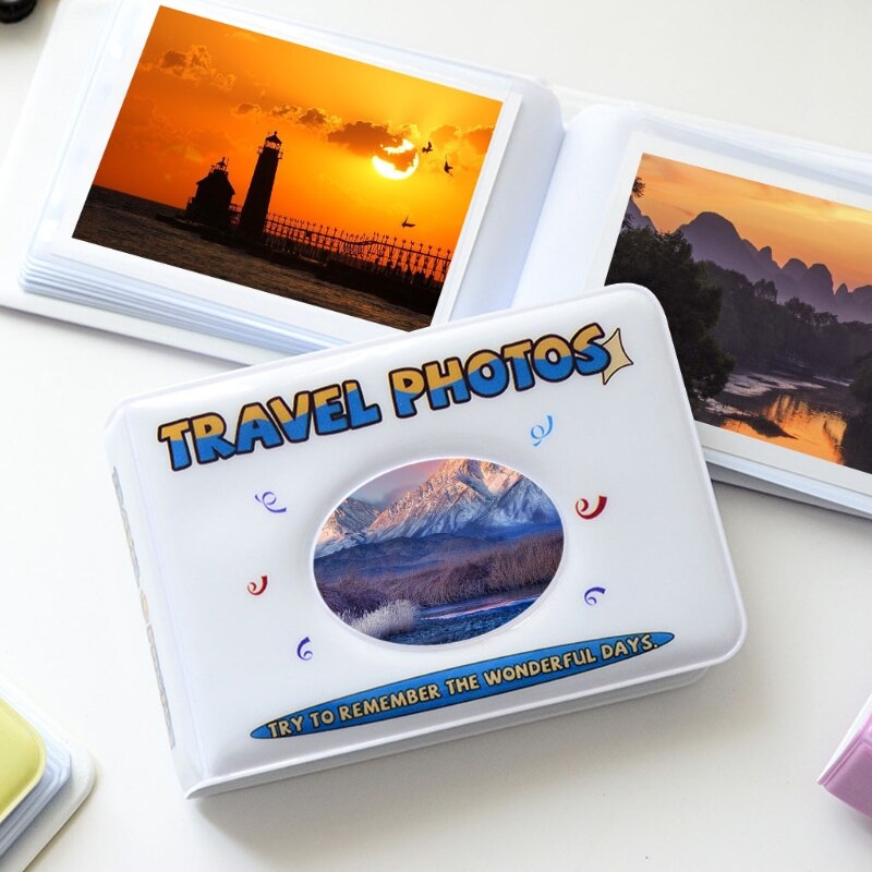T84E Mini Photo Album Pocket Album for Student Cards Small Postcard INS Wind Hollow 3 Inch 36 Photos Storage Case