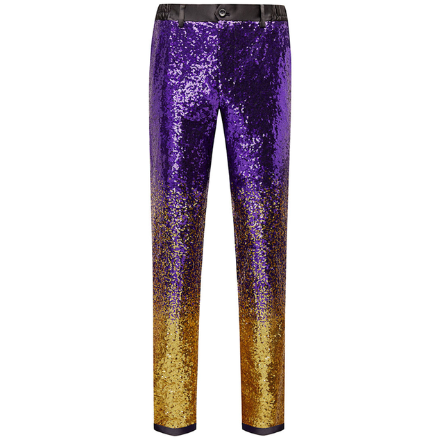 Paars Gradiënt Sequin Glitter Broek Mannen 2022 Brand Slim Fit Rechte Jurk Broek Heren Party Stage Prom Zanger Pak broek: Xxl