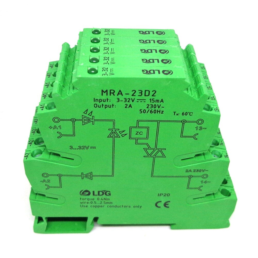 5 stk mra -23 d 2 mini 6.2mm 2a innganger : 3-32v dc fast stat relé relémodul