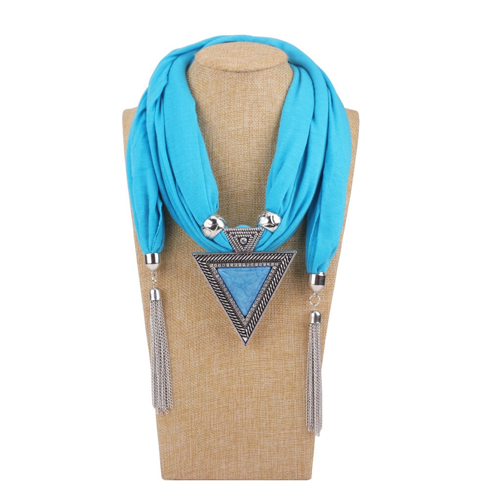 Écharpe à chaîne pour femmes, bijoux à la , collier, écharpe à pendentif, Foulard de tête, Hijab pour femmes, accessoires: Bleu ciel