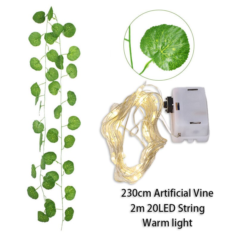 Led ljusslingor murgröna hem bröllop rum dekor konstgjord murgröna blad krans växter diy creeper vine juldekorationer 2022: Begonia lämnar