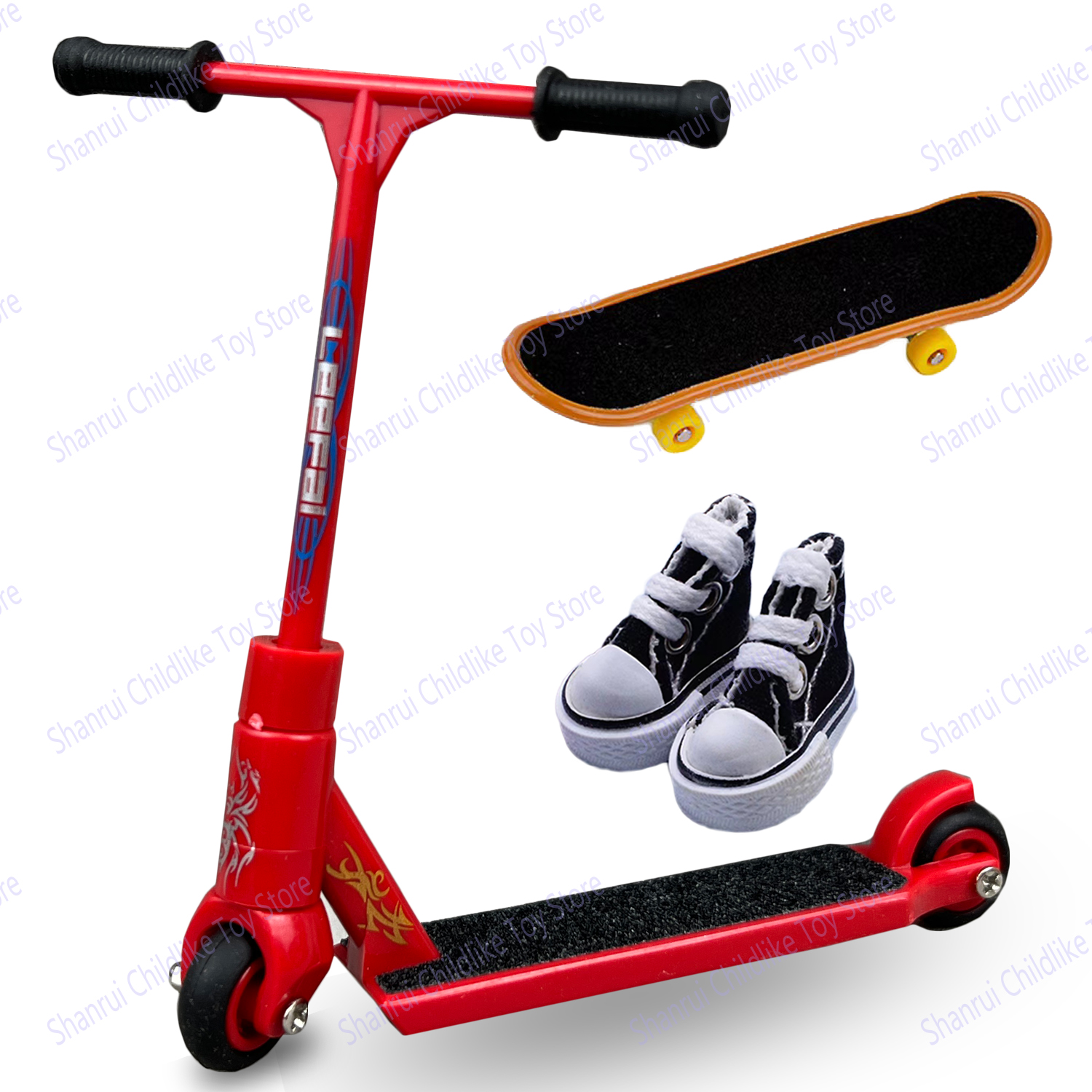 Patinete de dedo de dos ruedas, monopatín de dedo, zapatos de dedo, Mini tela, juguetes educativos para niños, bicicleta de dedo, juguete divertido: Transparente