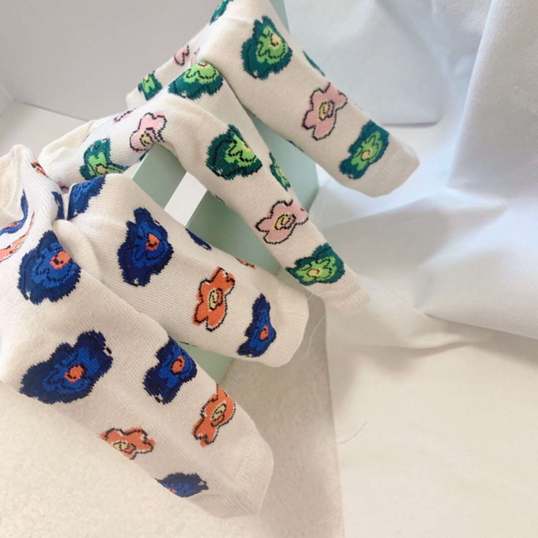 2Pairs Baby Sokken Koreaanse Retro Bloem Gekamd Katoen Kinderen Sokken Kinderen Meisjes Sokken