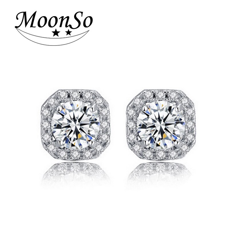 925 Sterling Silver Zircon Stud Earrings Brincos for women Wedding Boucle D'oreille Femme Bijoux christmas bijoux E1104