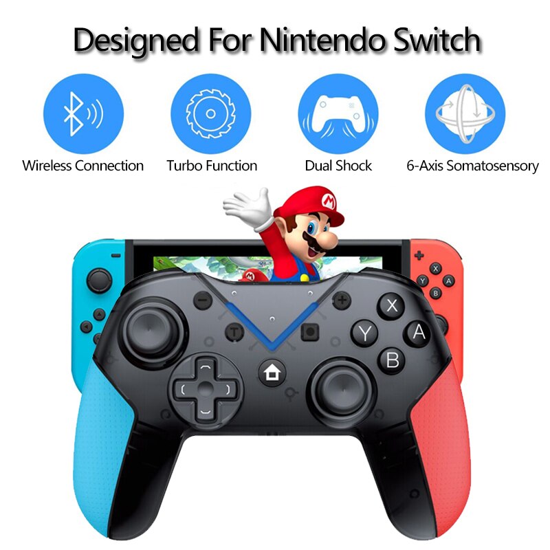 Manette sans fil Bluetooth pour Nintendo Switch Pro NS-Switch Pro manette de jeu pour Console Switch avec poignée 6 axes