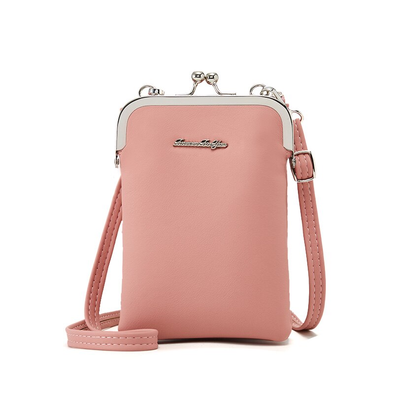 Colorful Small Cellphone Bag Female Daily Use Shoulder Bags Women Leather Mini Crossbody Messenger Bag Ladies Purse: Dk Pink