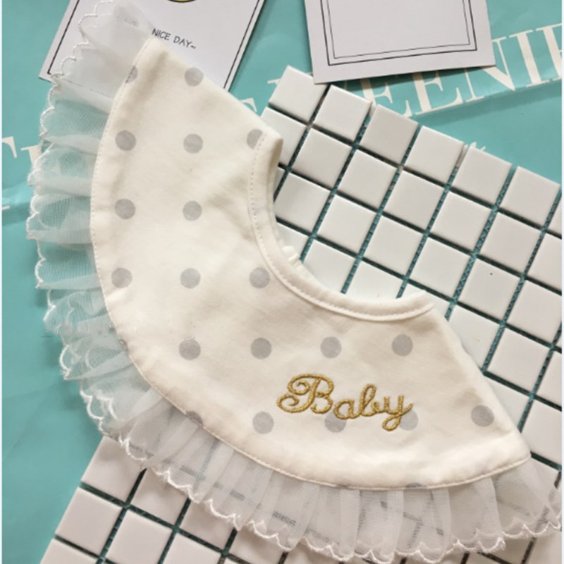 neue Infant Baby Jungen Mädchen Baumwolle Runde Lätzchen Sommer Abendessen Schell Bandana Spucktücher Für Kinder Fütterung Pflege: White Dot