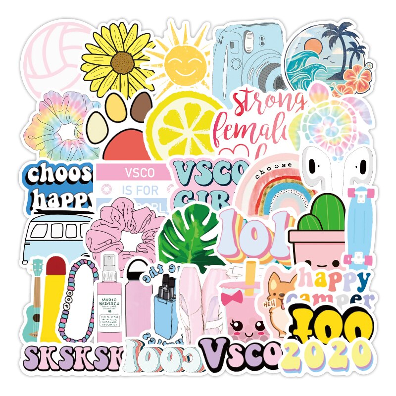 50Pcs VSCO Stickers Meisje Ding Cool Waterdichte Stickers Voor Laptop Skateboard Motorfiets auto Pack Decal Meisjes Stickers