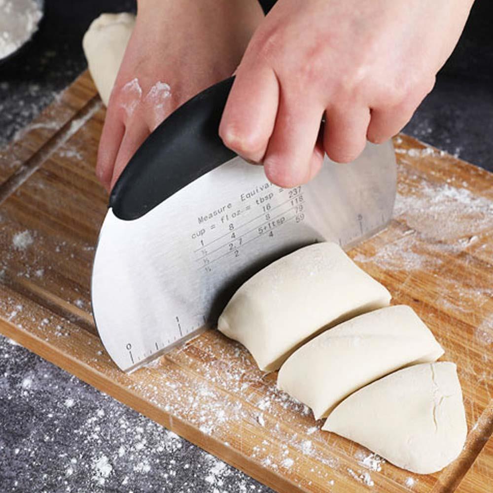 Dough Blender with Scale Stainless Steel Kitchen Noodles Chef Pastry Biscuit Cutter Pastry Scraper Cookies Cake DIY Durable