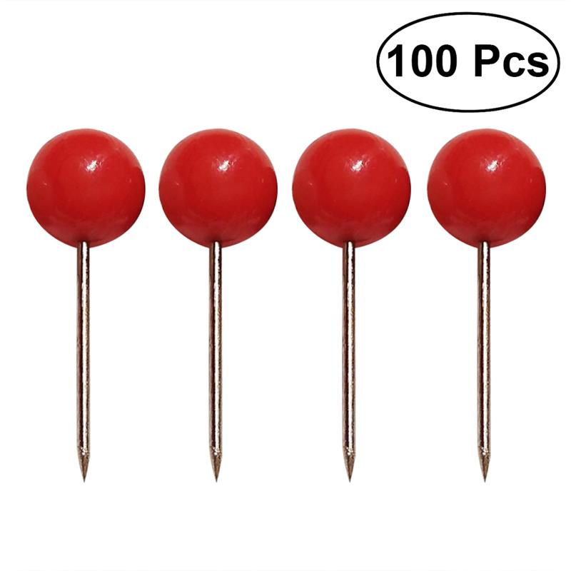500Pcs 100Pcs Mini Push Pins Round Ball Head Map Tacks with Stainless Point for Office Home Crafts DIY Marking Push Pins: 100Pcs Red