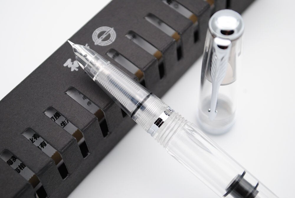 Wing Sung 618 Toso Piston Fountain Pen Transparent F Nib Ink Pen