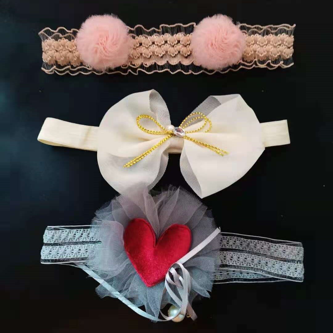 3 pz/lotto dolce neonata fasce pizzo fiore corona arco infantile bambini fascia per capelli principessa neonato accessori per capelli fascia
